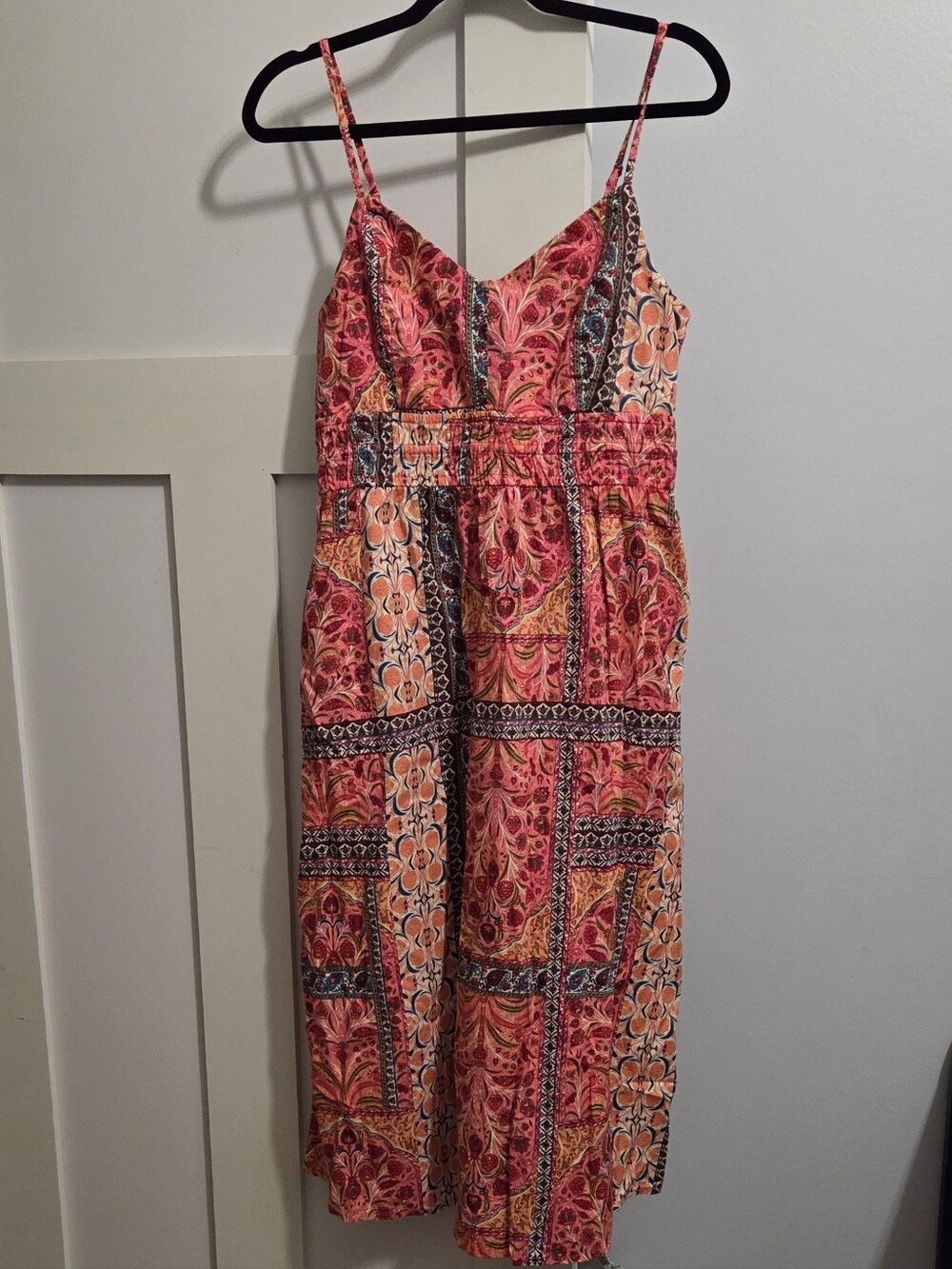 Old Navy Pink & Orange Floral Bohemian Patchwork Sundress